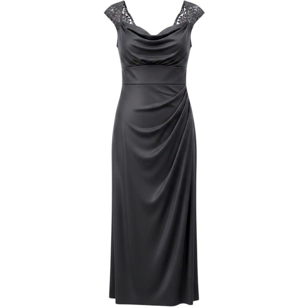 Xscape by Joanna Chen~Black~Cowl Neck Ruched Evening Gown-Size 14-Style XS2195D